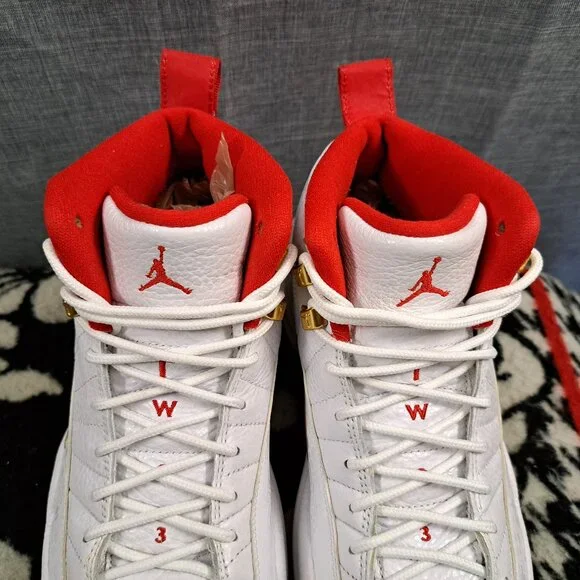 Nike Air Jordan Men Air Jordan 12 White Leather Sneakers Size 9